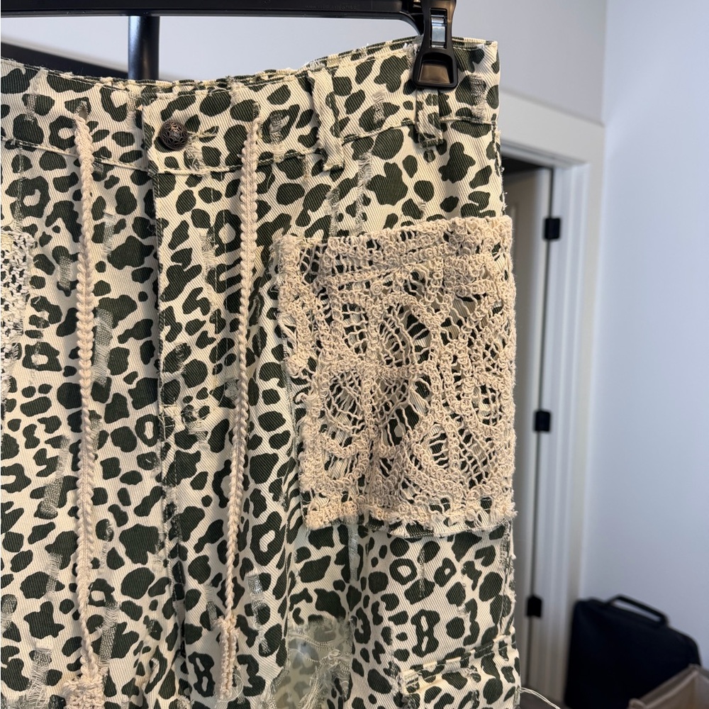 POL Leopard Patchwork Joggers NWOT - image 2